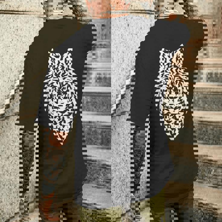 トライバルウルフ 北欧モチーフ ゲール柄 ライトウルフ メンズTシャツ バックプリント 彼への贈り物