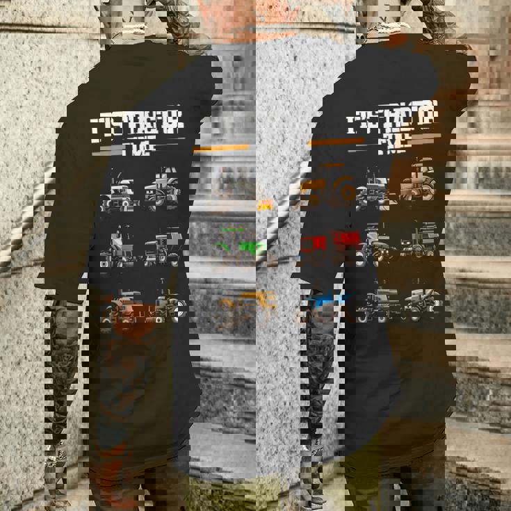 トラクター タイム 農業 男の子 キッズ 農家 農業 トラクター メンズTシャツ バックプリント 彼への贈り物