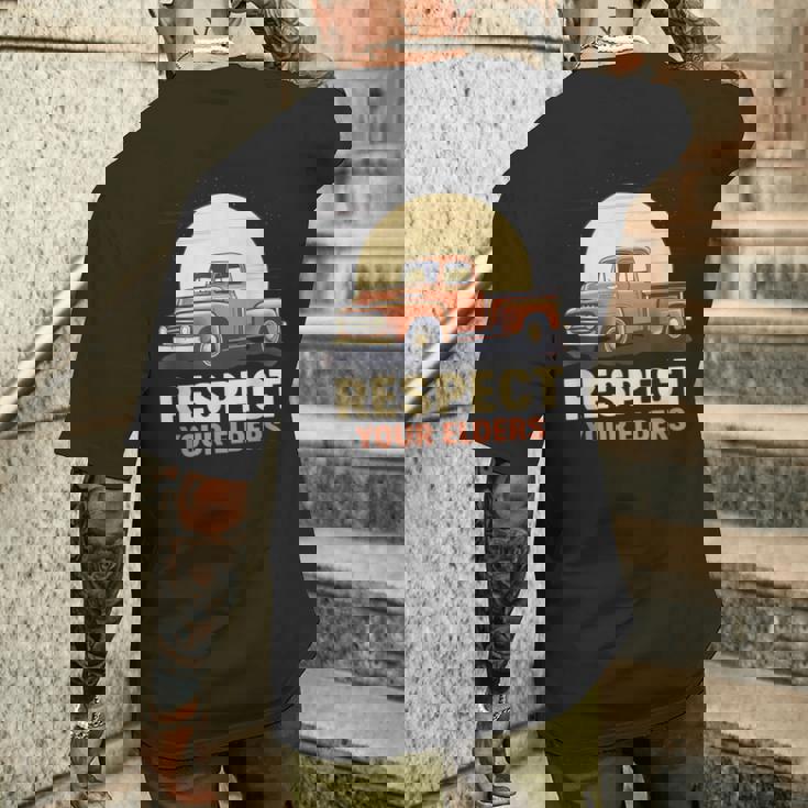 トラック ヴィンテージ オールド クラシック 学校 アメリカン ピックアップ レトロ ファーム メンズTシャツ バックプリント 彼への贈り物