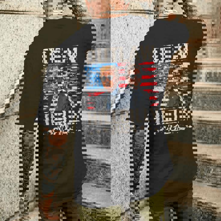 トランプ・ヴァンス'24 アウトロー・ヒルビリーアメリカ国旗ヴィンテージ メンズTシャツ バックプリント 彼への贈り物