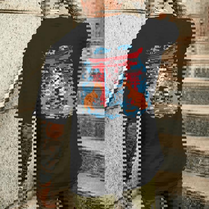 トリゲイツ 伏見稲荷 京都 和風 きつねマスク メンズTシャツ バックプリント 彼への贈り物