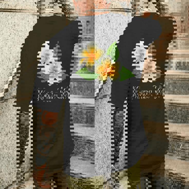 トロピカルプルメリアフランジパニー メンズTシャツ バックプリント 彼への贈り物