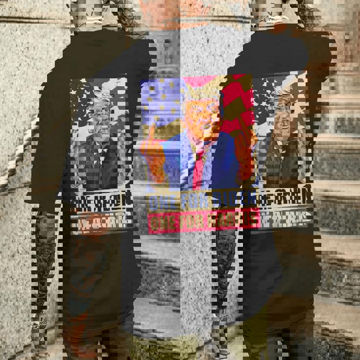 ドナルド・トランプ 中指 バイデン ハリス アメリカ 共和党員 メンズTシャツ バックプリント 彼への贈り物