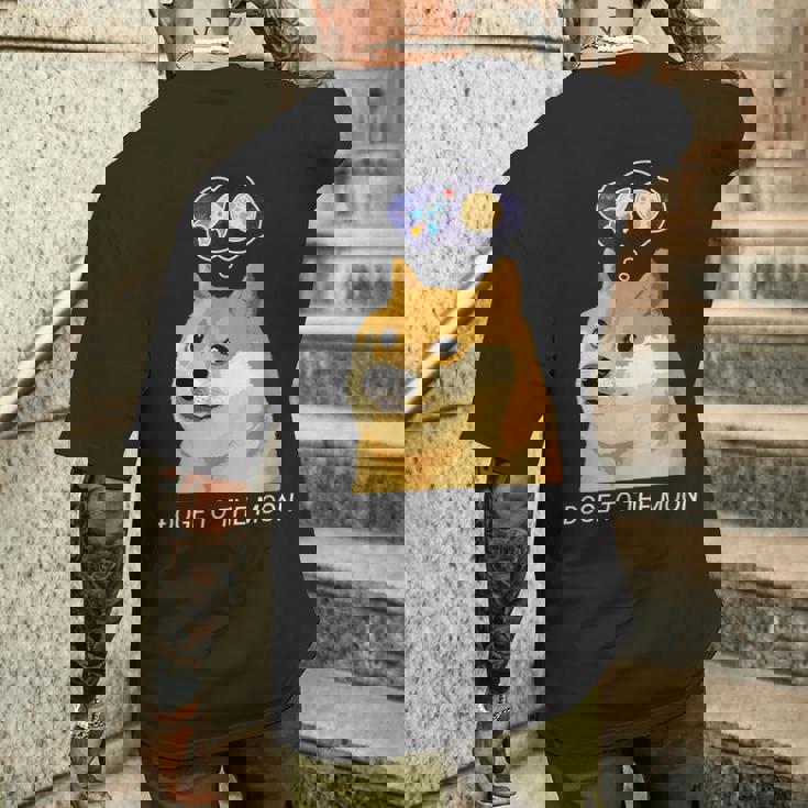 ドージコインdogecoin Hodl 月へ月にto The Moon 暗号通貨doge Memeドージミーム メンズTシャツ バックプリント 彼への贈り物