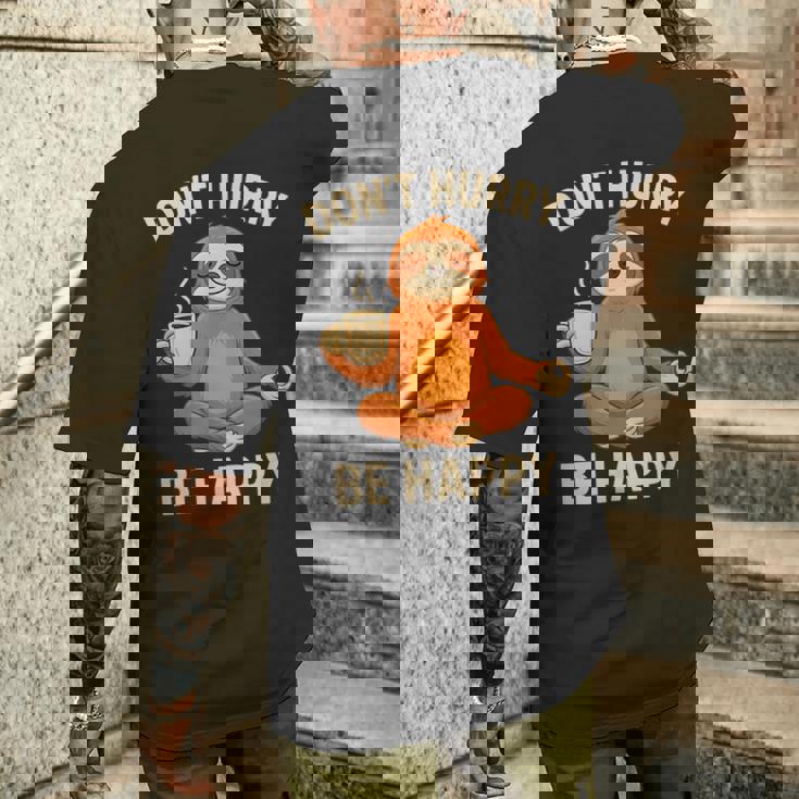 ナマケモノ コーヒー 瞑想 グラフィック 面白い メンズTシャツ バックプリント 彼への贈り物