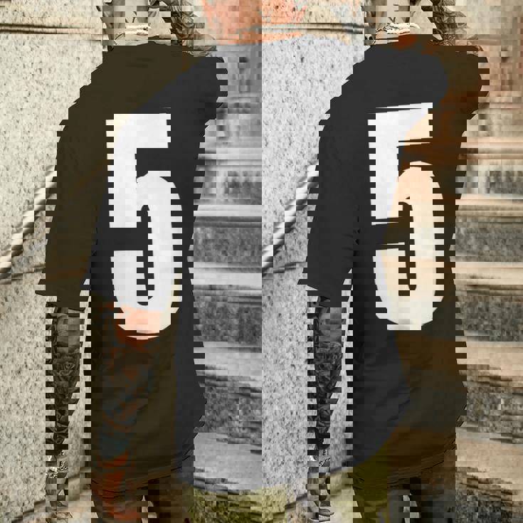 ナンバーファイブ 数字 5 プレーン 白 数字 メンズTシャツ バックプリント 彼への贈り物