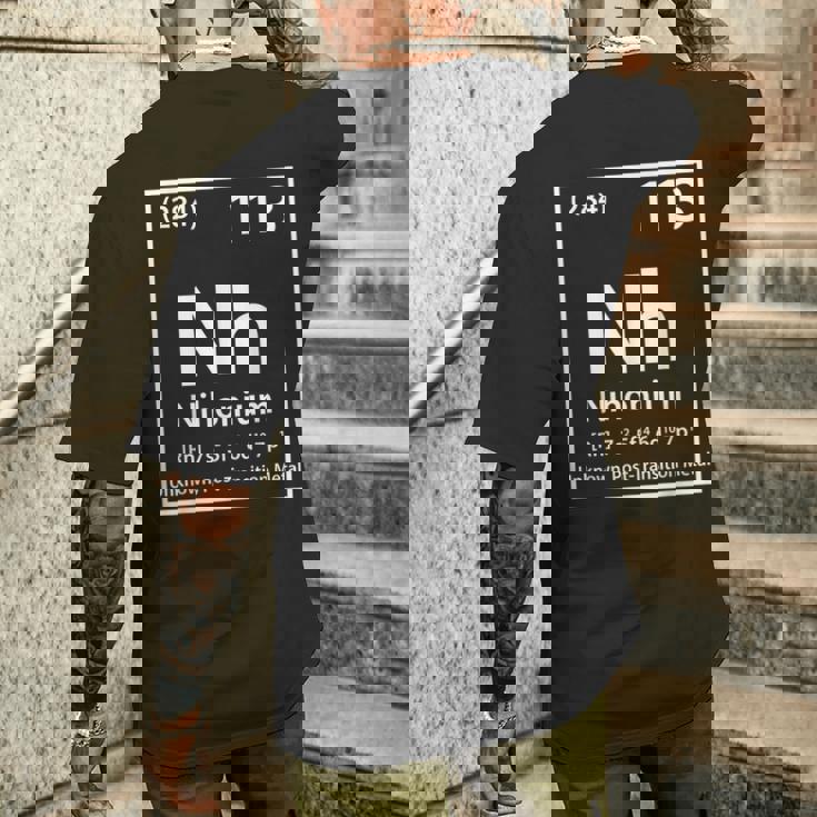 ニホニウム化学元素白 メンズTシャツ バックプリント 彼への贈り物