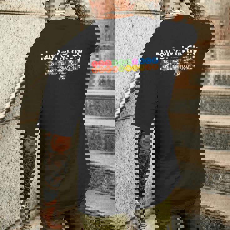 ニューヨーク市地下鉄の駅標識、ニューヨークの列車標識nyc。 メンズTシャツ バックプリント 彼への贈り物