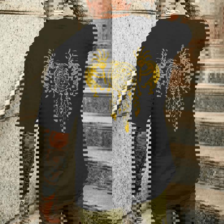 ネイティブアメリカン ココペリ クジラ ドリームキャッチャー 7 ファンファン ファン メンズTシャツ バックプリント 彼への贈り物