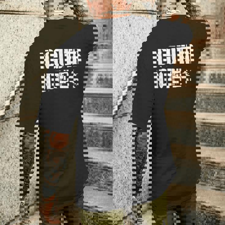 ノーギターノーライフ ギター好き クラシックギター クラシック音楽 アコースティックギター ギター部 ジャズ音楽 ギター メンズTシャツ バックプリント 彼への贈り物