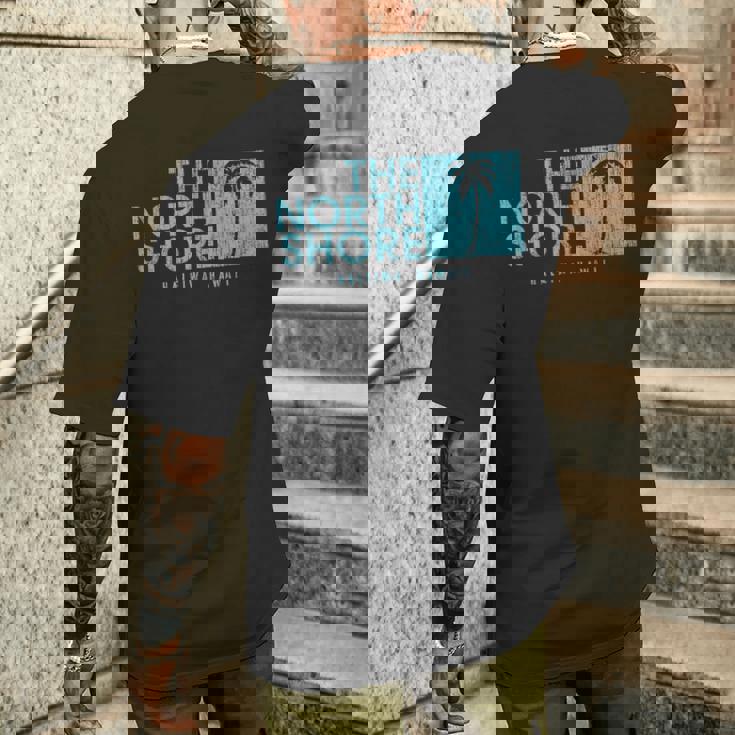 ノースショア ハワイ ヤシの木 ビンテージスタイル メンズTシャツ バックプリント 彼への贈り物