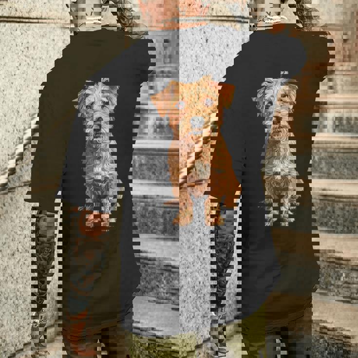 ノーフォークテリア 犬 モチーフ ペット アートワーク ノーフォークテリア メンズTシャツ バックプリント 彼への贈り物