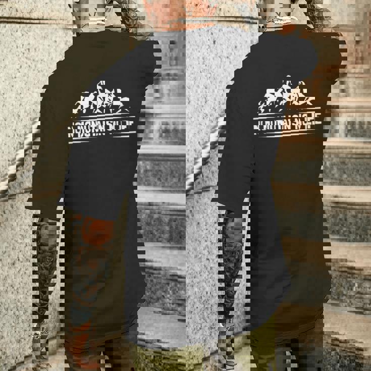 ノーマウンテンノーライフ ロッククライミング エイドクライミング フリークライング アルパインクライミング 登攀 登山 メンズTシャツ バックプリント 彼への贈り物