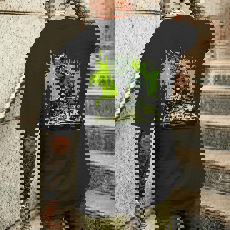 ハウスキャット レインボー Dj 猫 キティ メンズTシャツ バックプリント 彼への贈り物