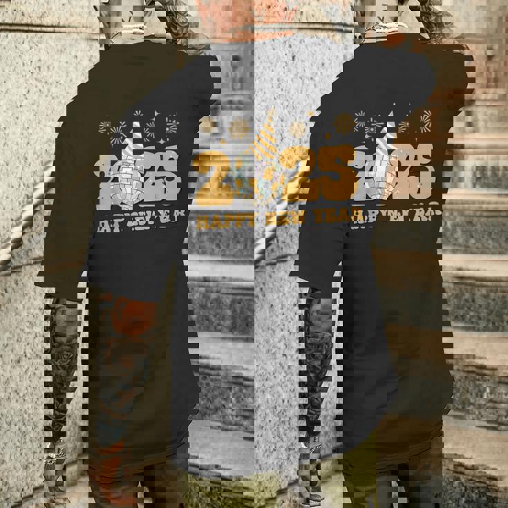 ハッピーニューイヤー 2025 家族 お揃い 花火 新年会 メンズTシャツ バックプリント 彼への贈り物