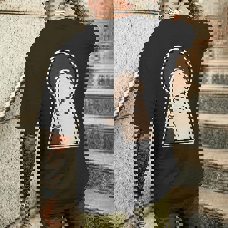 ハニワ くん 埴輪『古墳の 窓から』【ゆるフレンズ】歴史土器 キャラクター かわいい イラスト 面白い メンズTシャツ バックプリント 彼への贈り物