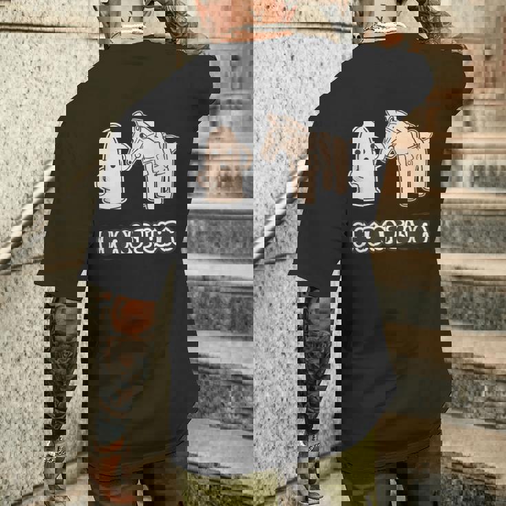 ハニワ くん と 馬 埴輪【ゆるフレンズ】歴史土器 キャラクター かわいい イラスト メンズTシャツ バックプリント 彼への贈り物