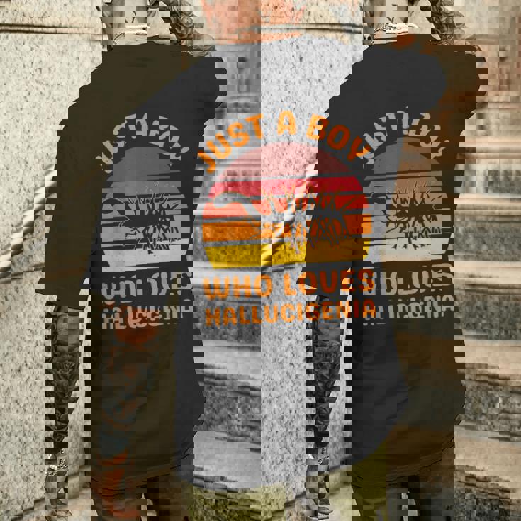 ハルキゲニアの化石絶滅虫が大好きなただの少年 メンズTシャツ バックプリント 彼への贈り物