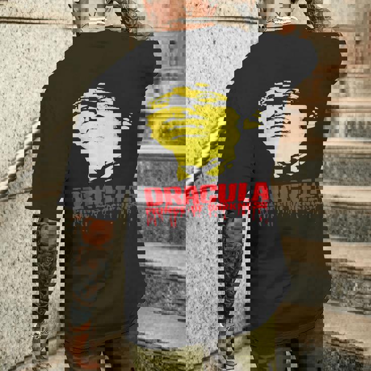 ハロウィン ホラー ドラキュラ ヴァンパイア ヴィンテージ コミックブック ムービー メンズTシャツ バックプリント 彼への贈り物