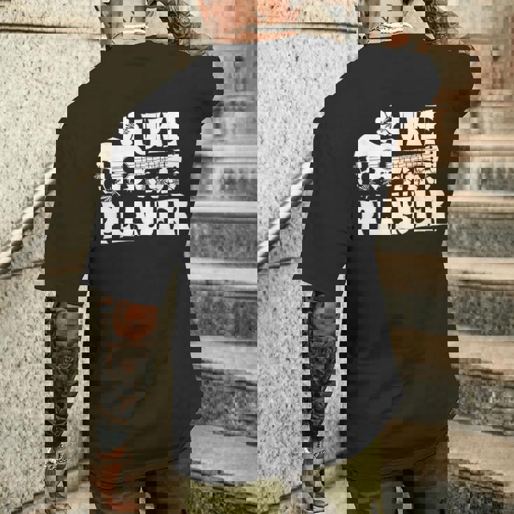 ハワイアン ウクレレ ウケ プレイヤーフラワー メンズTシャツ バックプリント 彼への贈り物