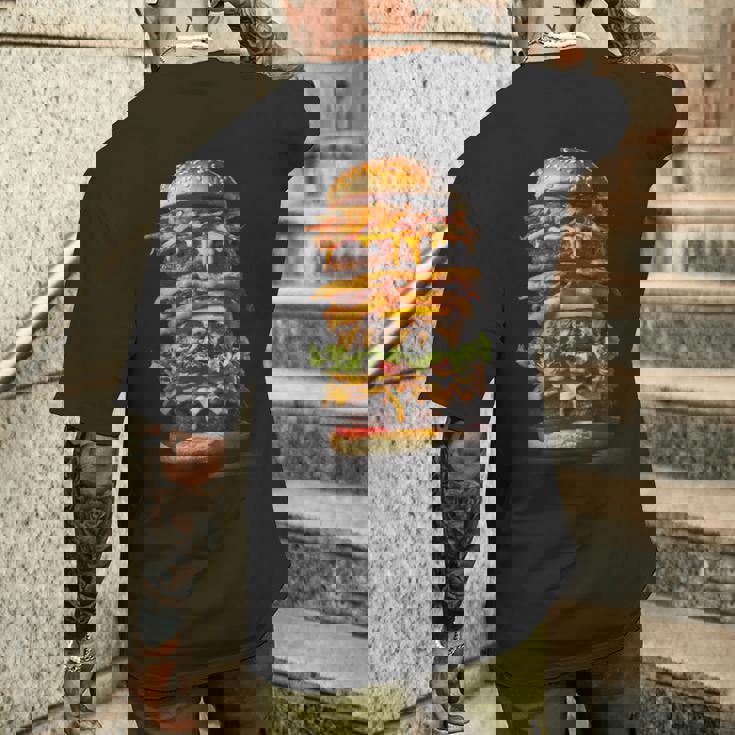 ハンバーガー チーズバーガー ファーストフード愛好家 食通 ギフト メンズTシャツ バックプリント 彼への贈り物