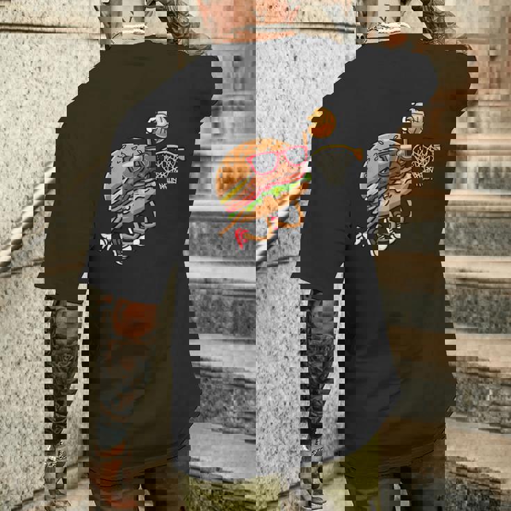 ハンバーガー バスケットボール ファーストフード バスケットボール選手 メンズTシャツ バックプリント 彼への贈り物