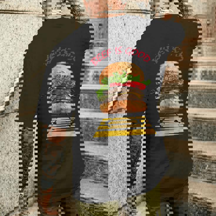 ハンバーガー 横断歩道 メンズTシャツ バックプリント 彼への贈り物