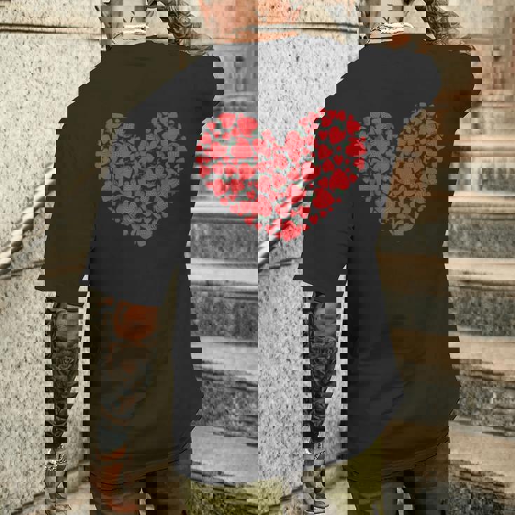 ハート ストロベリー ガーデニング メンズTシャツ バックプリント 彼への贈り物