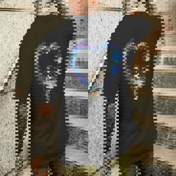 ハートの中の面白いバーニーズマウンテンドッグ メンズTシャツ バックプリント 彼への贈り物