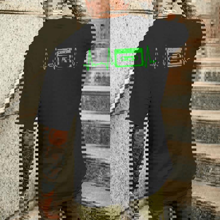 ハートビートカセットテープ メンズTシャツ バックプリント 彼への贈り物