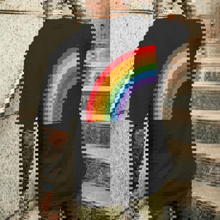 ハーフレインボー Roygbiv カラフルラッキーレインボー メンズTシャツ バックプリント 彼への贈り物