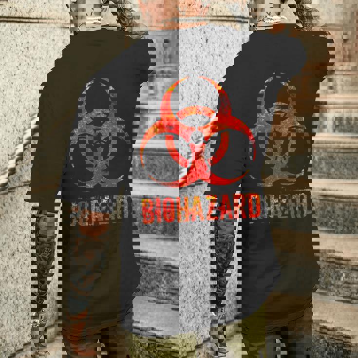 バイオハザード アンティーク調 生物学 科学教師 ロックスター ギフト メンズTシャツ バックプリント 彼への贈り物