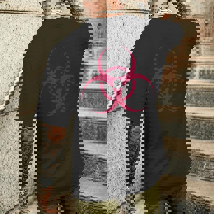 バイオハザードシンボル 生物学的ハザード警告標識 メンズTシャツ バックプリント 彼への贈り物