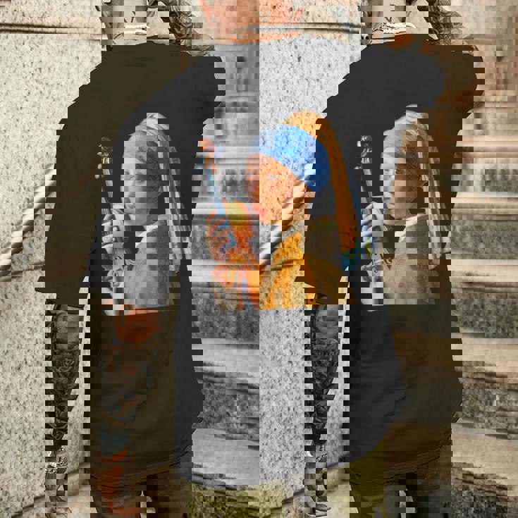 バイオリン 楽器 面白いtシャツ フェルメール かわいい メンズ 子供 おもしろ 服 グッズ ネタ 音楽 メンズTシャツ バックプリント 彼への贈り物