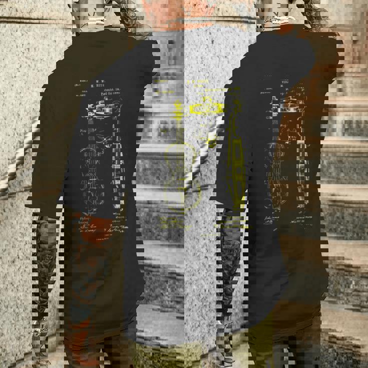 バイオリン奏者 バイオリン ビンテージ 特許 ストリング オーケストラ メンズTシャツ バックプリント 彼への贈り物