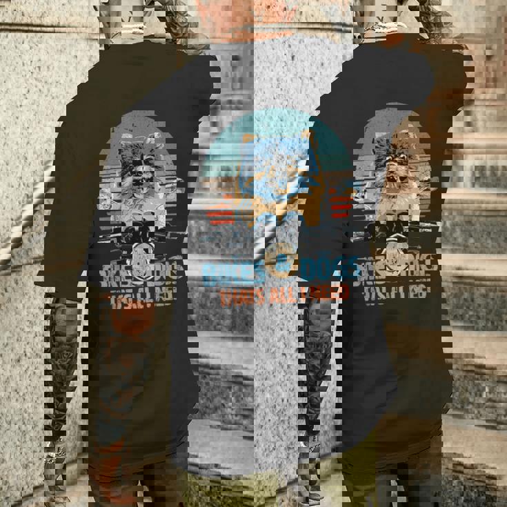 バイク&犬 かわいいポメラニアン ポメラニアン オートバイ メンズTシャツ バックプリント 彼への贈り物