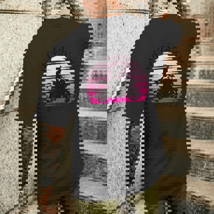 バイク おしゃれ フルカウル レディー オートバイ ツーリング ガール ライダー メンズTシャツ バックプリント 彼への贈り物