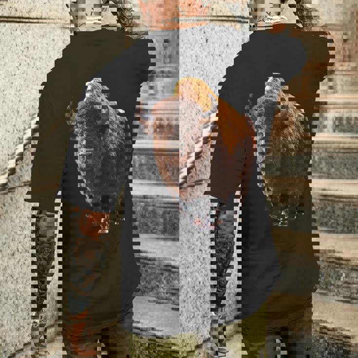 バイソン ヨーロッパバイソン 野牛 アメリカバイソン アメリカンバッファロー メンズTシャツ バックプリント 彼への贈り物