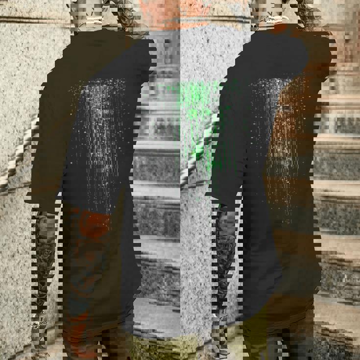 バイナリコードマトリックス グリーンデジタルサイバーパンク メンズTシャツ バックプリント 彼への贈り物