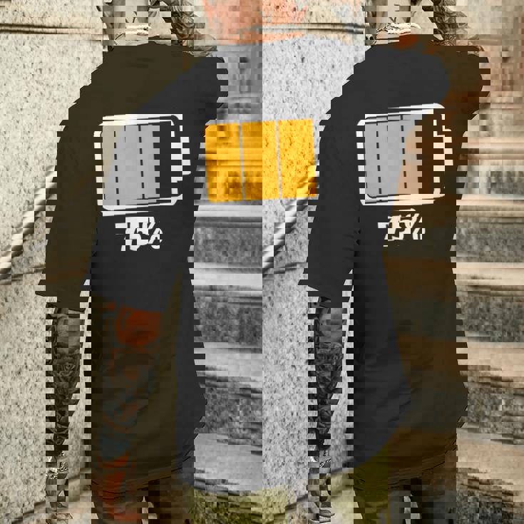 バッテリー75残り75バッテリーフルtシャツバッテリー低 メンズTシャツ バックプリント 彼への贈り物