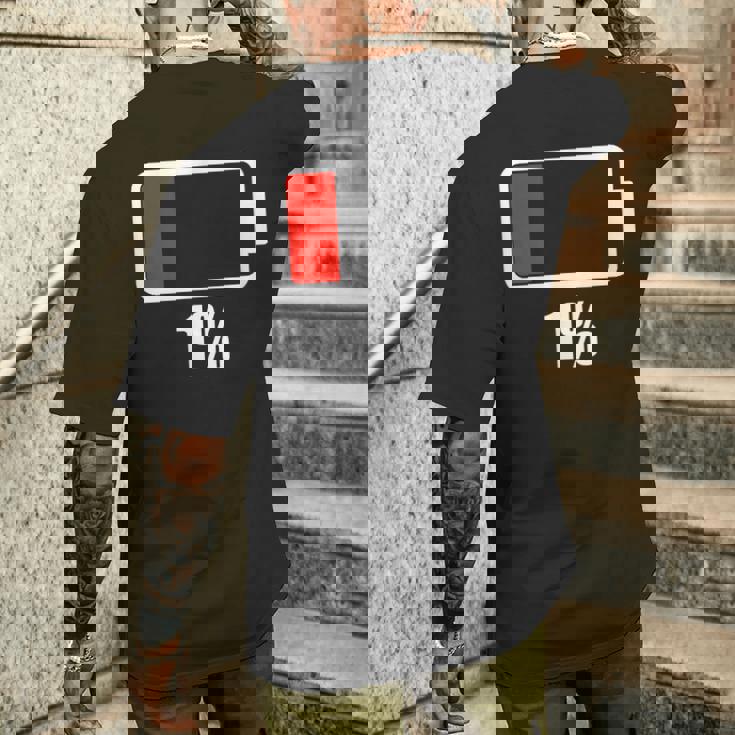 バッテリー残り1バッテリーデッドtシャツバッテリー低下 メンズTシャツ バックプリント 彼への贈り物