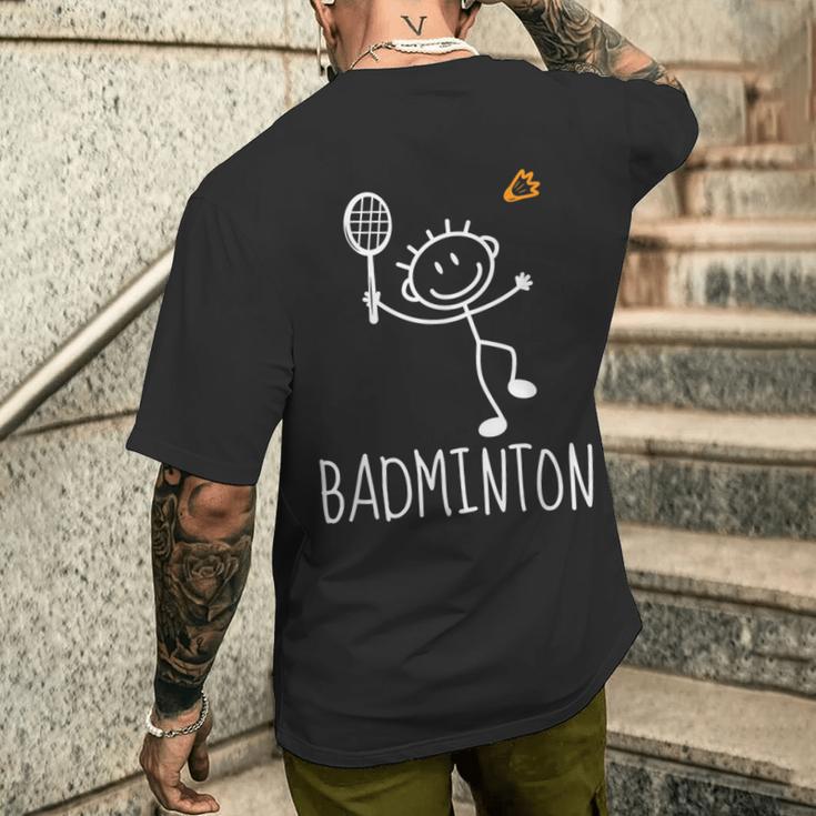 バドミントンプレーヤー バドミントンラケット シャトルコック バーディースポーツ メンズTシャツ バックプリント 彼への贈り物