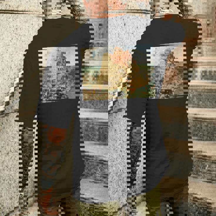 バベルの塔／ピーテル・ブリューゲル【世界の名画】（高精細画質） 美術館アート メンズTシャツ バックプリント 彼への贈り物