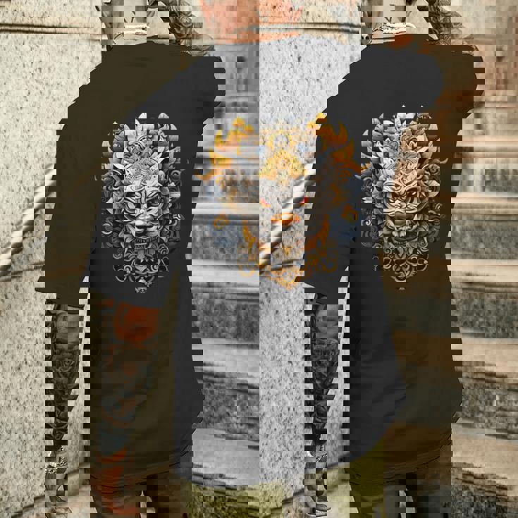 バリ文化 バロンマスク バリ インドネシア メンズTシャツ バックプリント 彼への贈り物