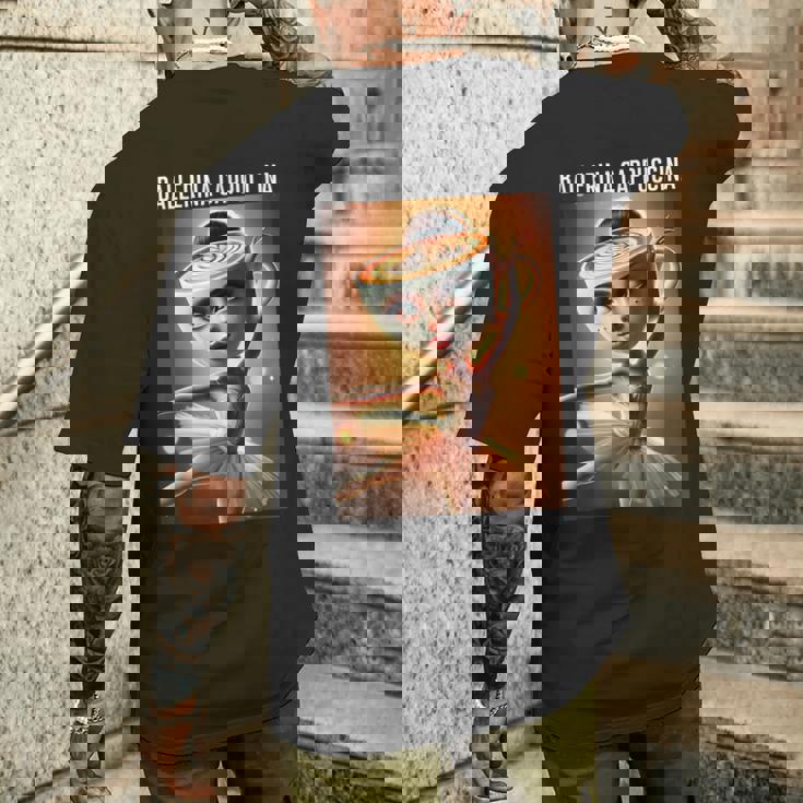 バレリーナ カプチーノ 面白い イタリアン ブレイン レッド メンズTシャツ バックプリント 彼への贈り物