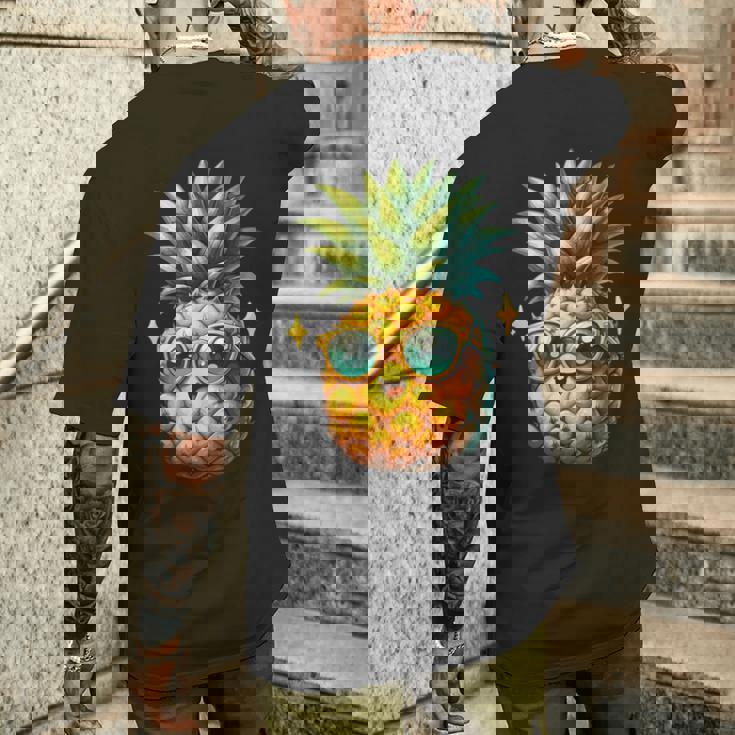 パイナップル柄 フルーツタリアン トロピカルパイナップル フルーツファン メンズTシャツ バックプリント 彼への贈り物