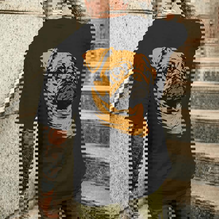 パグ 犬 デザイン ベージュ 犬 ラブ カーリン かわいい パグ メンズTシャツ バックプリント 彼への贈り物