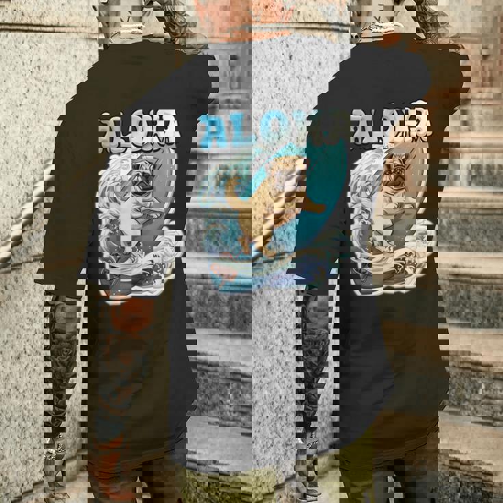 パグサーフィン アロハ サーフボード&ウェーブ メンズTシャツ バックプリント 彼への贈り物