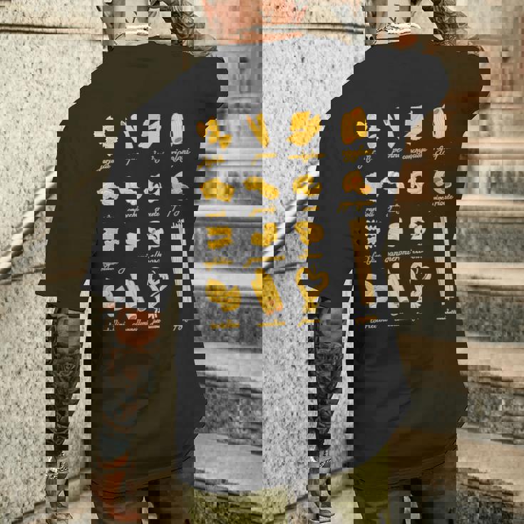 パスタタイプの麺スパゲッティ、ペンネ、トルテリーニ、ファルファッレ メンズTシャツ バックプリント 彼への贈り物