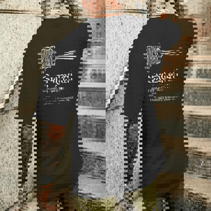 パスタ好きを意味する面白いスパゲッティ。 メンズTシャツ バックプリント 彼への贈り物